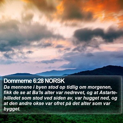 Dommerne 6:28 NORSK Bible Verse Image