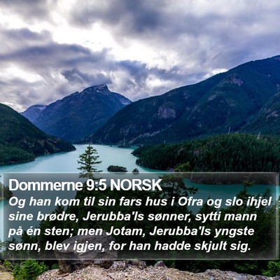 Dommerne 9:5 NORSK Bible Verse Image
