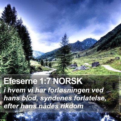 Efeserne 1:7 NORSK Bible Verse Image