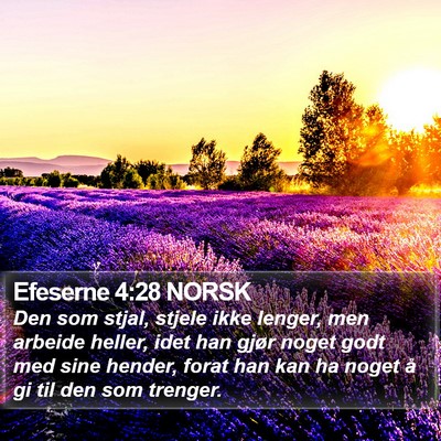 Efeserne 4:28 NORSK Bible Verse Image