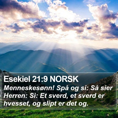 Esekiel 21:9 NORSK Bible Verse Image