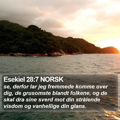 Esekiel 28:7 NORSK Bible Verse Image