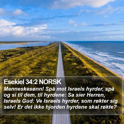 Esekiel 34:2 NORSK Bible Verse Image