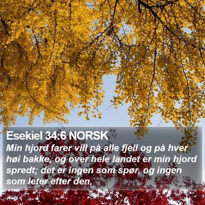 Esekiel 34:6 NORSK Bible Verse Image