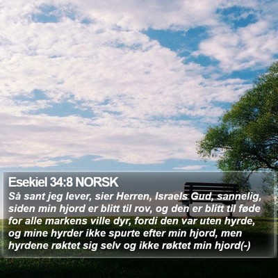 Esekiel 34:8 NORSK Bible Verse Image