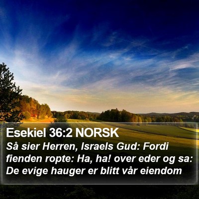Esekiel 36:2 NORSK Bible Verse Image