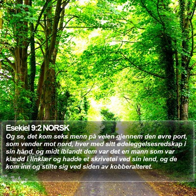 Esekiel 9:2 NORSK Bible Verse Image
