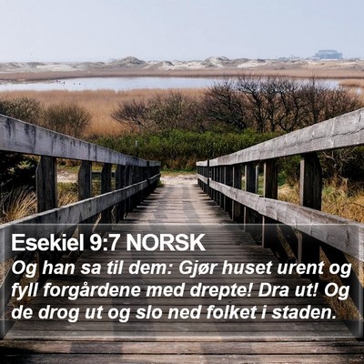 Esekiel 9:7 NORSK Bible Verse Image