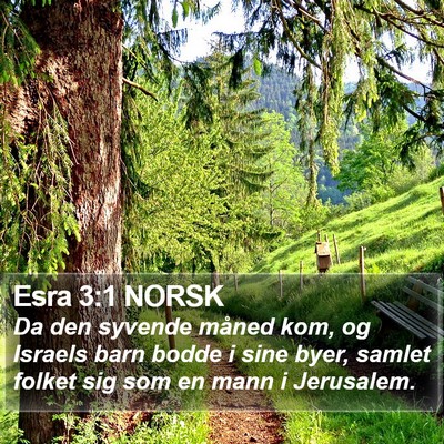 Esra 3:1 NORSK Bible Verse Image