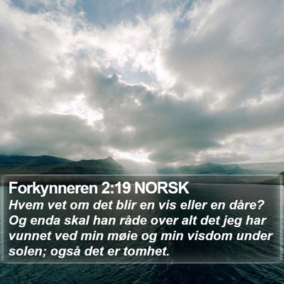 Forkynneren 2:19 NORSK Bible Verse Image