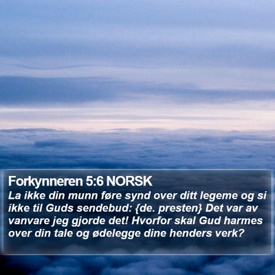 Forkynneren 5:6 NORSK Bible Verse Image