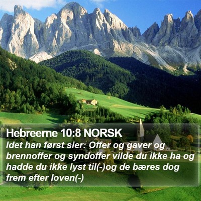 Hebreerne 10:8 NORSK Bible Verse Image