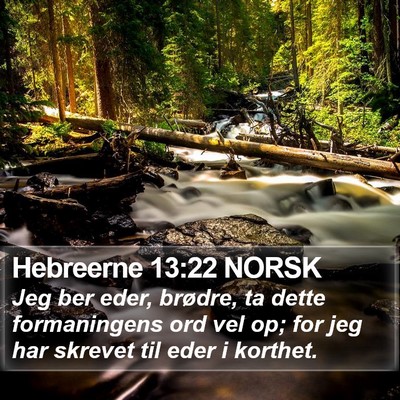 Hebreerne 13:22 NORSK Bible Verse Image