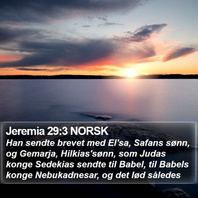 Jeremia 29:3 NORSK Bible Verse Image