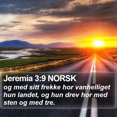 Jeremia 3:9 NORSK Bible Verse Image