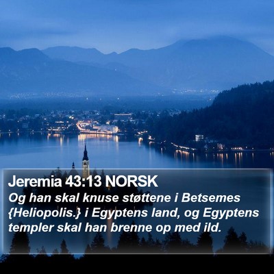 Jeremia 43:13 NORSK Bible Verse Image