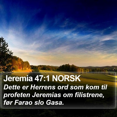 Jeremia 47:1 NORSK Bible Verse Image