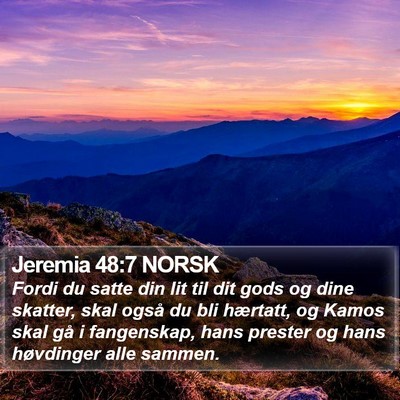 Jeremia 48:7 NORSK Bible Verse Image