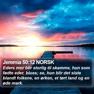 Jeremia 50:12 NORSK Bible Verse Image