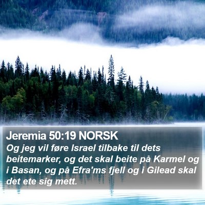 Jeremia 50:19 NORSK Bible Verse Image