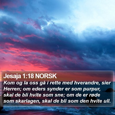 Jesaja 1:18 NORSK Bible Verse Image