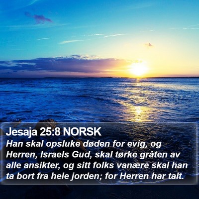 Jesaja 25:8 NORSK Bible Verse Image