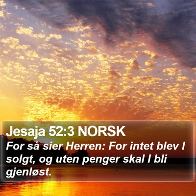 Jesaja 52:3 NORSK Bible Verse Image
