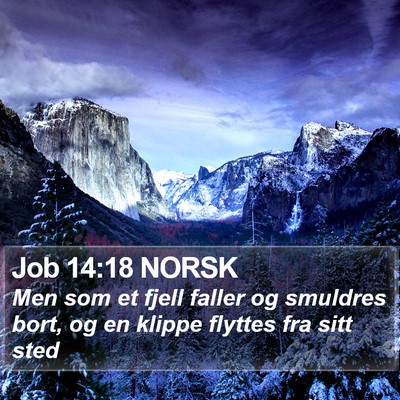 Job 14:18 NORSK Bible Verse Image