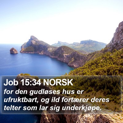 Job 15:34 NORSK Bible Verse Image