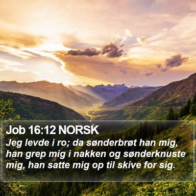 Job 16:12 NORSK Bible Verse Image