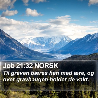 Job 21:32 NORSK Bible Verse Image