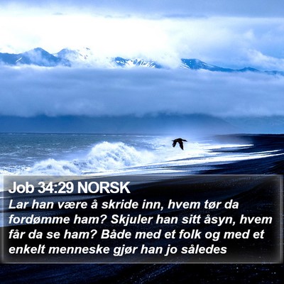 Job 34:29 NORSK Bible Verse Image