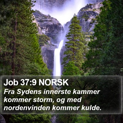 Job 37:9 NORSK Bible Verse Image