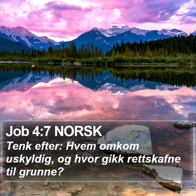Job 4:7 NORSK Bible Verse Image