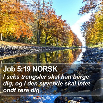 Job 5:19 NORSK Bible Verse Image