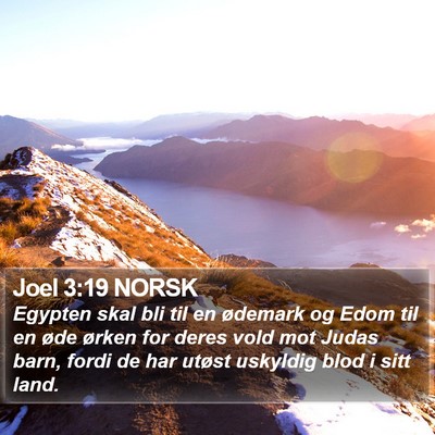 Joel 3:19 NORSK Bible Verse Image