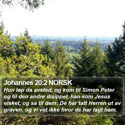Johannes 20:2 NORSK Bible Verse Image