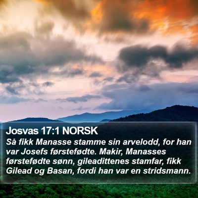 Josvas 17:1 NORSK Bible Verse Image