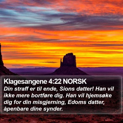Klagesangene 4:22 NORSK Bible Verse Image