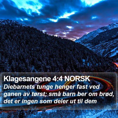 Klagesangene 4:4 NORSK Bible Verse Image