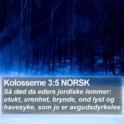 Kolosserne 3:5 NORSK Bible Verse Image