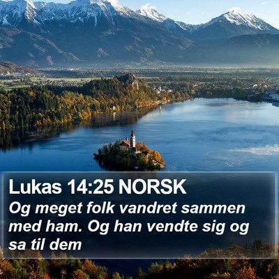 Lukas 14:25 NORSK Bible Verse Image