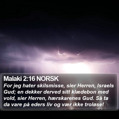 Malaki 2:16 NORSK Bible Verse Image