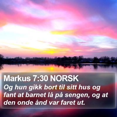 Markus 7:30 NORSK Bible Verse Image