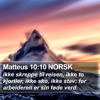 Matteus 10:10 NORSK Bible Verse Image