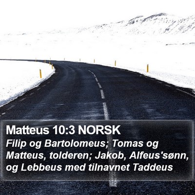 Matteus 10:3 NORSK Bible Verse Image