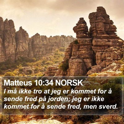 Matteus 10:34 NORSK Bible Verse Image