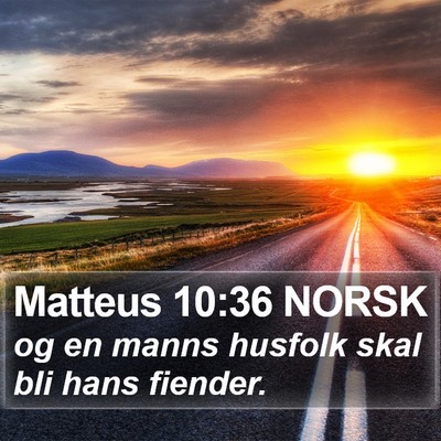 Matteus 10:36 NORSK Bible Verse Image