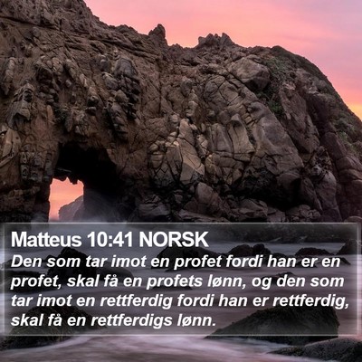 Matteus 10:41 NORSK Bible Verse Image