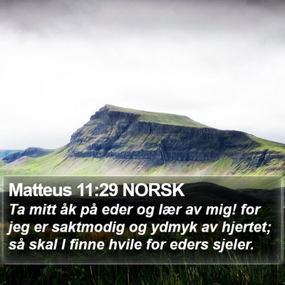 Matteus 11:29 NORSK Bible Verse Image